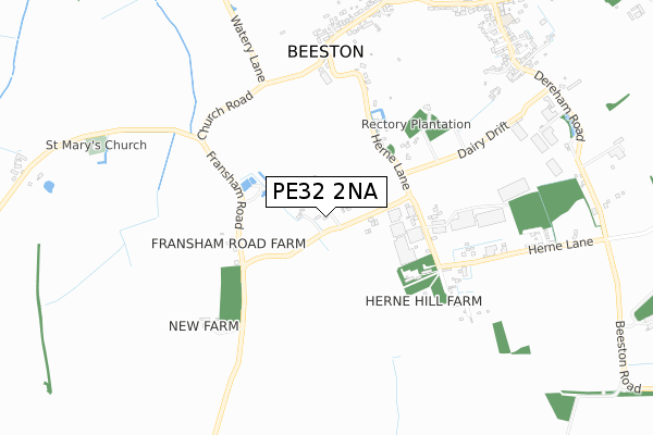 PE32 2NA map - small scale - OS Open Zoomstack (Ordnance Survey)