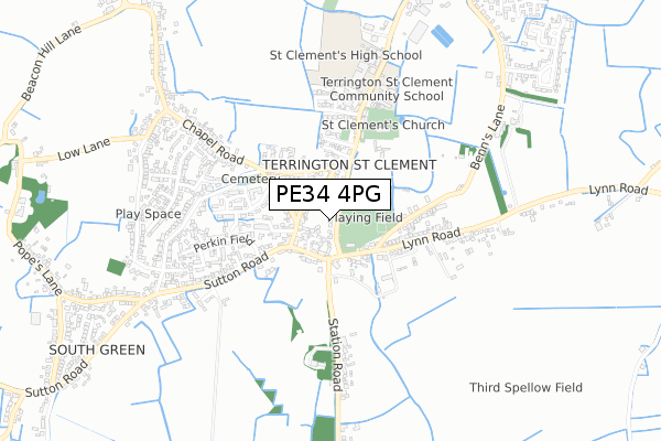 PE34 4PG map - small scale - OS Open Zoomstack (Ordnance Survey)