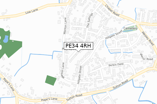 PE34 4RH map - large scale - OS Open Zoomstack (Ordnance Survey)