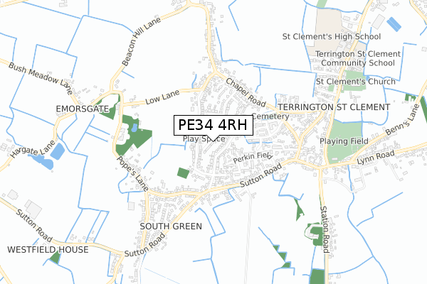 PE34 4RH map - small scale - OS Open Zoomstack (Ordnance Survey)