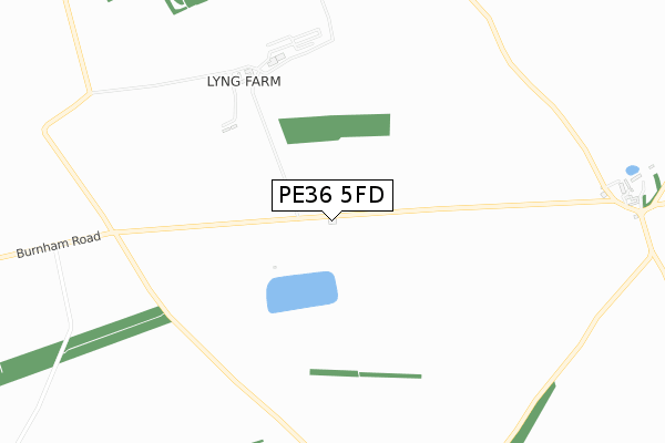 PE36 5FD map - small scale - OS Open Zoomstack (Ordnance Survey)