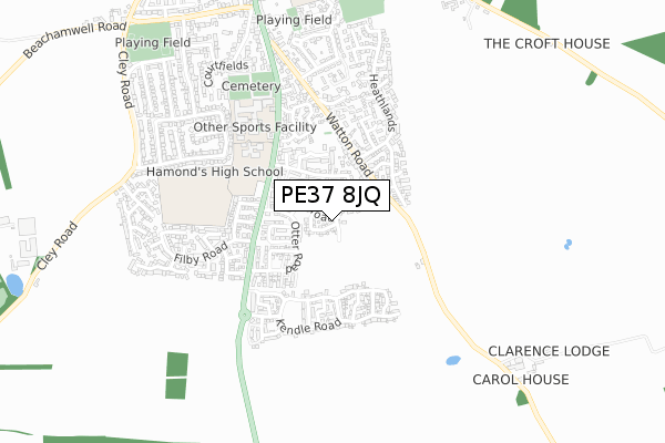 PE37 8JQ map - small scale - OS Open Zoomstack (Ordnance Survey)