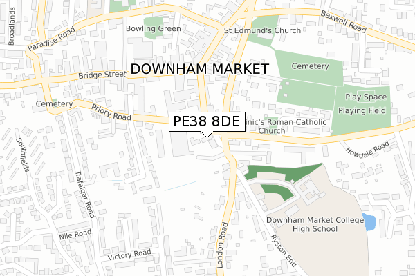 PE38 8DE map - large scale - OS Open Zoomstack (Ordnance Survey)