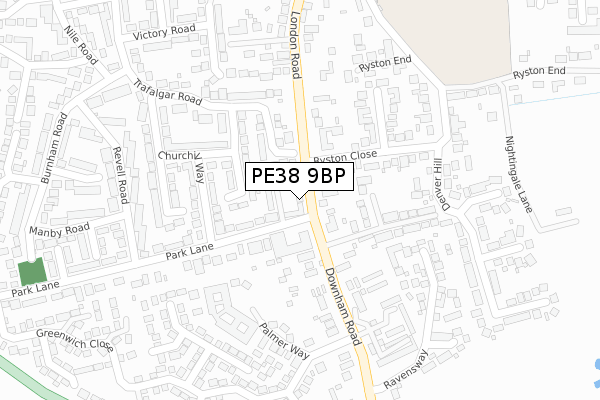 PE38 9BP map - large scale - OS Open Zoomstack (Ordnance Survey)