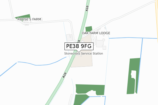 PE38 9FG map - large scale - OS Open Zoomstack (Ordnance Survey)