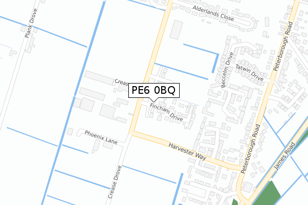 PE6 0BQ map - large scale - OS Open Zoomstack (Ordnance Survey)