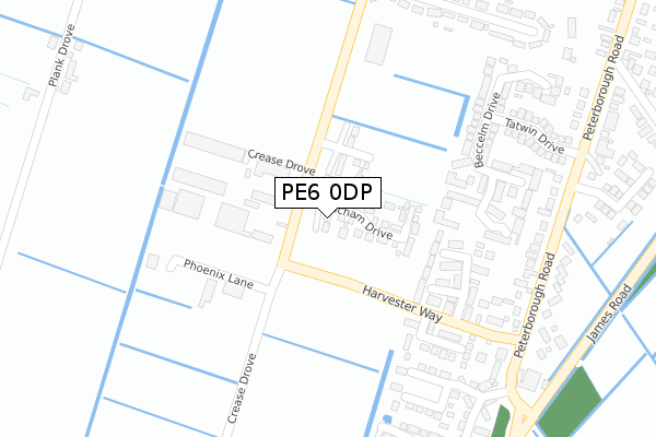 PE6 0DP map - large scale - OS Open Zoomstack (Ordnance Survey)