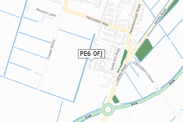 PE6 0FJ map - large scale - OS Open Zoomstack (Ordnance Survey)