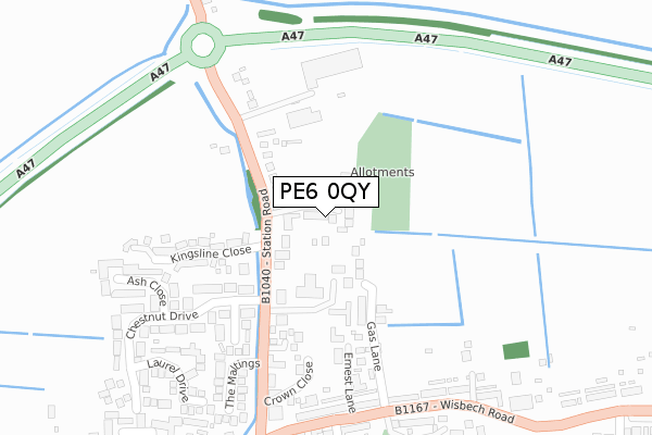 PE6 0QY map - large scale - OS Open Zoomstack (Ordnance Survey)