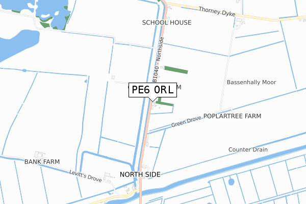 PE6 0RL map - small scale - OS Open Zoomstack (Ordnance Survey)