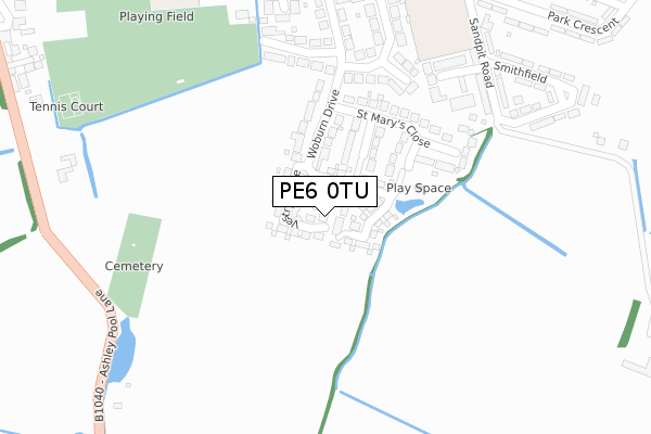 PE6 0TU map - large scale - OS Open Zoomstack (Ordnance Survey)