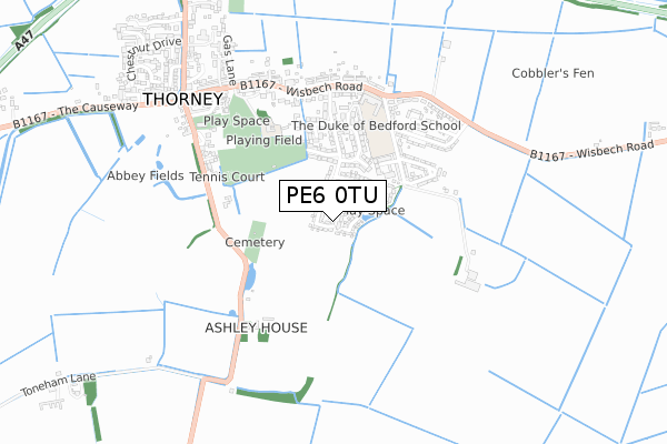 PE6 0TU map - small scale - OS Open Zoomstack (Ordnance Survey)