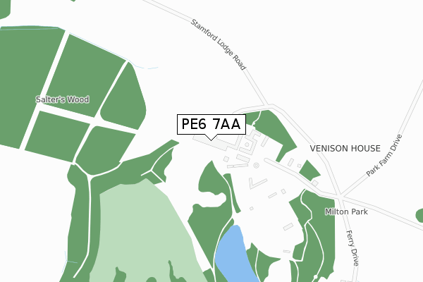 PE6 7AA map - large scale - OS Open Zoomstack (Ordnance Survey)