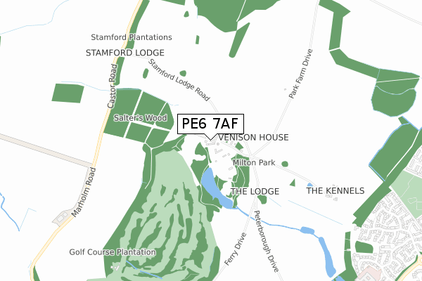 PE6 7AF map - small scale - OS Open Zoomstack (Ordnance Survey)