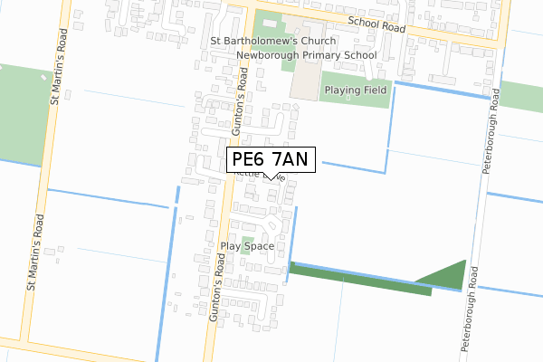 PE6 7AN map - large scale - OS Open Zoomstack (Ordnance Survey)