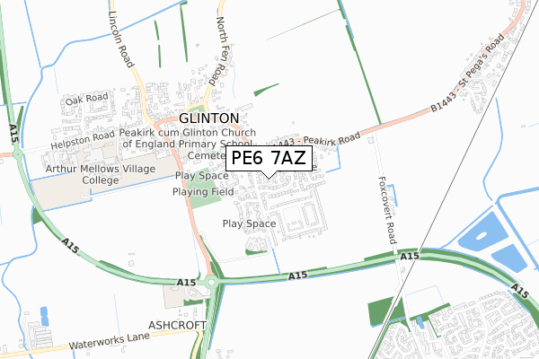 PE6 7AZ map - small scale - OS Open Zoomstack (Ordnance Survey)