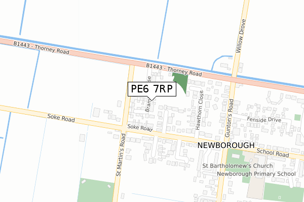 PE6 7RP map - large scale - OS Open Zoomstack (Ordnance Survey)