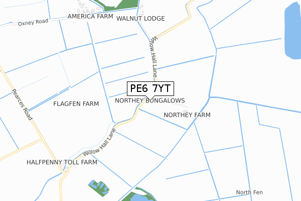 PE6 7YT map - small scale - OS Open Zoomstack (Ordnance Survey)