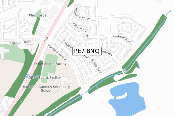 PE7 8NQ map - large scale - OS Open Zoomstack (Ordnance Survey)