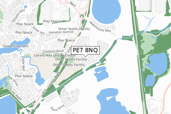 PE7 8NQ map - small scale - OS Open Zoomstack (Ordnance Survey)