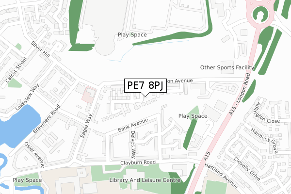 PE7 8PJ map - large scale - OS Open Zoomstack (Ordnance Survey)