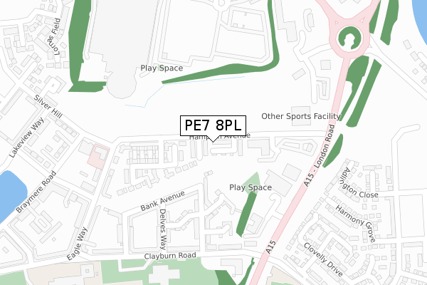 PE7 8PL map - large scale - OS Open Zoomstack (Ordnance Survey)