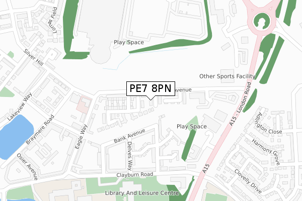 PE7 8PN map - large scale - OS Open Zoomstack (Ordnance Survey)