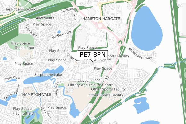 PE7 8PN map - small scale - OS Open Zoomstack (Ordnance Survey)