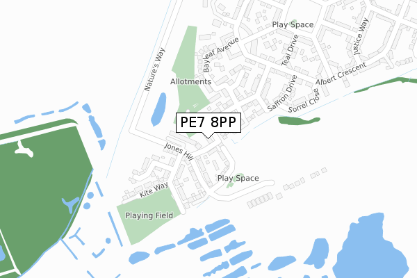 PE7 8PP map - large scale - OS Open Zoomstack (Ordnance Survey)