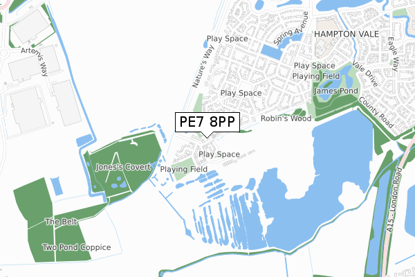 PE7 8PP map - small scale - OS Open Zoomstack (Ordnance Survey)