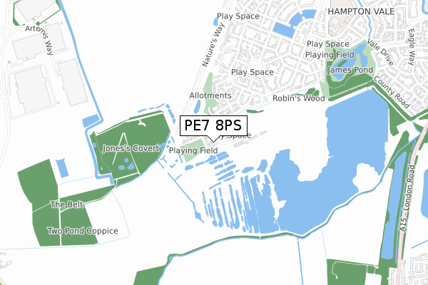 PE7 8PS map - small scale - OS Open Zoomstack (Ordnance Survey)