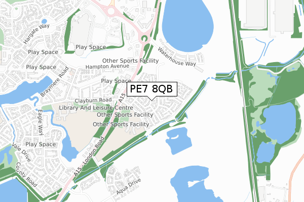 PE7 8QB map - small scale - OS Open Zoomstack (Ordnance Survey)