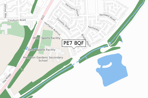 PE7 8QF map - large scale - OS Open Zoomstack (Ordnance Survey)