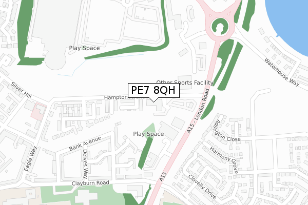 PE7 8QH map - large scale - OS Open Zoomstack (Ordnance Survey)