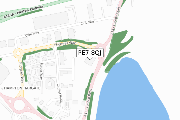 PE7 8QJ map - large scale - OS Open Zoomstack (Ordnance Survey)