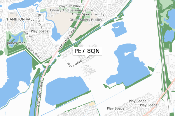 PE7 8QN map - small scale - OS Open Zoomstack (Ordnance Survey)