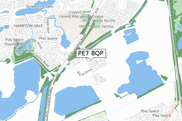 PE7 8QP map - small scale - OS Open Zoomstack (Ordnance Survey)