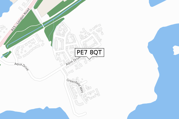 PE7 8QT map - large scale - OS Open Zoomstack (Ordnance Survey)