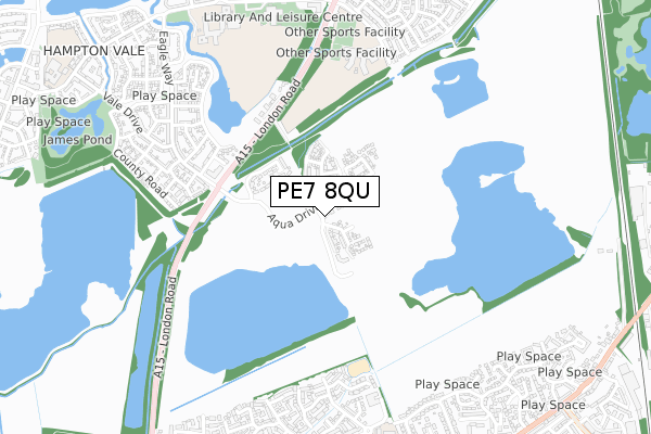 PE7 8QU map - small scale - OS Open Zoomstack (Ordnance Survey)