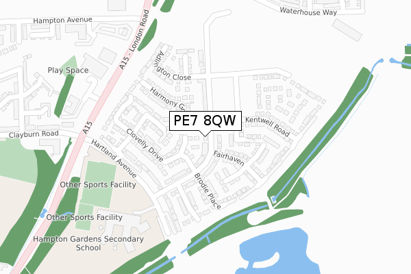 PE7 8QW map - large scale - OS Open Zoomstack (Ordnance Survey)