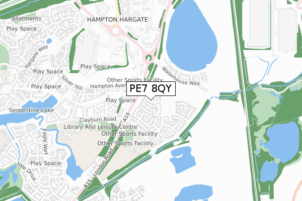 PE7 8QY map - small scale - OS Open Zoomstack (Ordnance Survey)