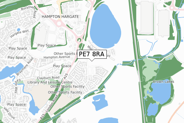 PE7 8RA map - small scale - OS Open Zoomstack (Ordnance Survey)