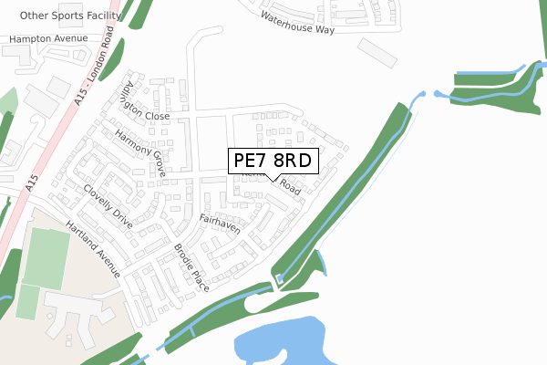 PE7 8RD map - large scale - OS Open Zoomstack (Ordnance Survey)