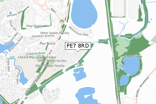 PE7 8RD map - small scale - OS Open Zoomstack (Ordnance Survey)