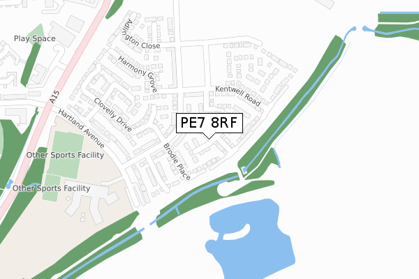 PE7 8RF map - large scale - OS Open Zoomstack (Ordnance Survey)