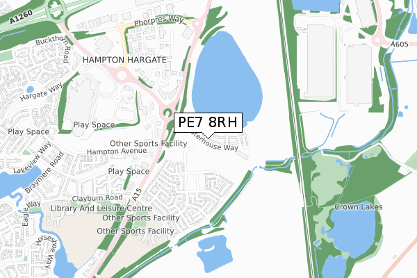 PE7 8RH map - small scale - OS Open Zoomstack (Ordnance Survey)