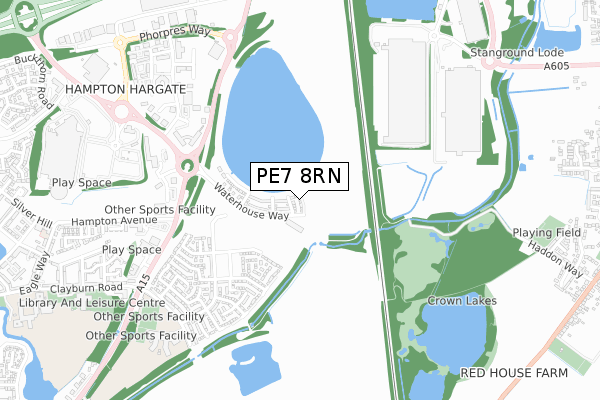 PE7 8RN map - small scale - OS Open Zoomstack (Ordnance Survey)