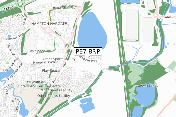 PE7 8RP map - small scale - OS Open Zoomstack (Ordnance Survey)