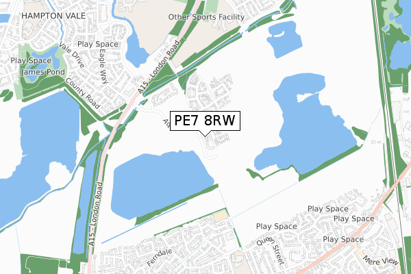 PE7 8RW map - small scale - OS Open Zoomstack (Ordnance Survey)