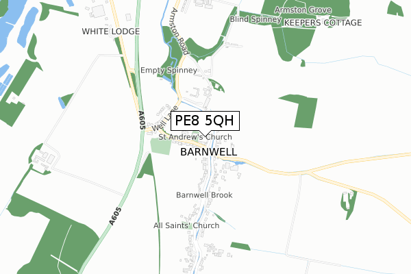 PE8 5QH map - small scale - OS Open Zoomstack (Ordnance Survey)